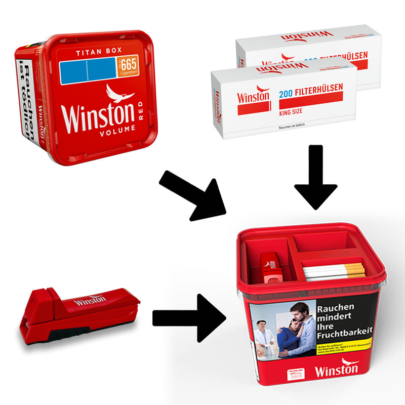 Winston Red Titan Multi Lid Aktion Bundle King Size