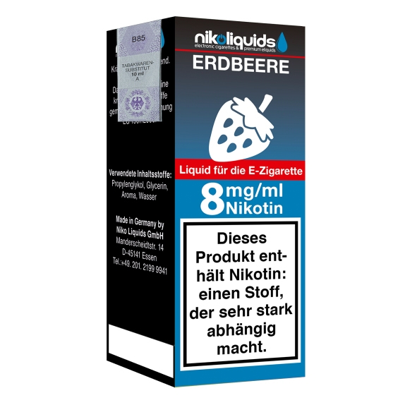 Nikoliquids Erdbeere 8mg Liquid Flasche