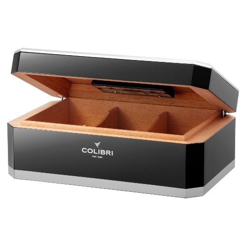 Colibri Humidor Rally Schwarz Silber Innen