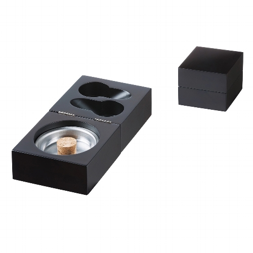 Angelo Pfeifenaschenbecher Holz Schwarz Zwei Ablagen