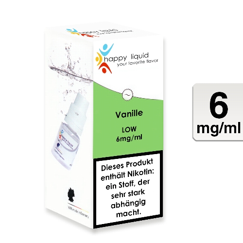 Happy Liquids Vanille 6mg Liquid Flasche