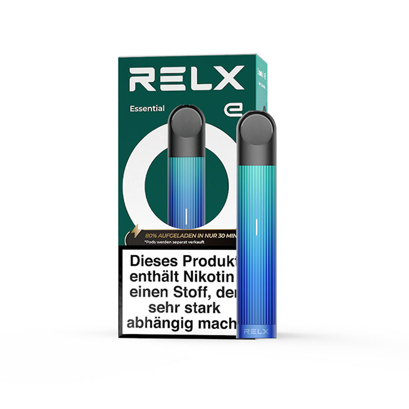RELX Essential Blue Glow E-Zigarette mit Packung