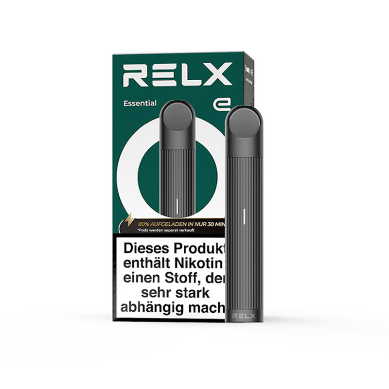 RELX Essential Black E-Zigarette mit Packung