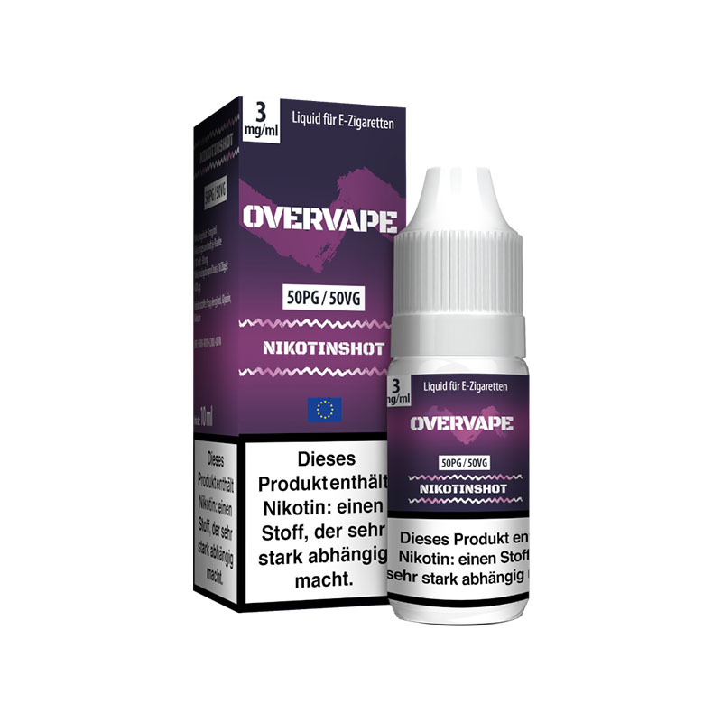 Overvape Nikotinshot 3mg 50 PG 50 VG Flasche
