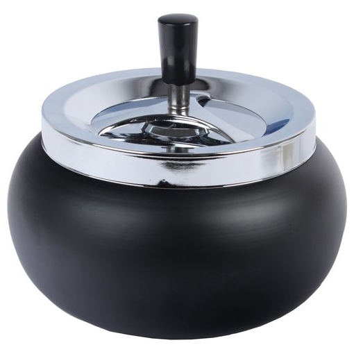 Schleuderascher XXL Metall Schwarz Matt Ø 17cm