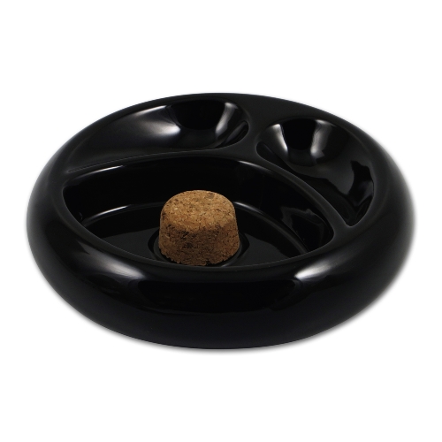 Pfeifenascher Keramik schwarz rund 2 Ablagen 17cm Durchmesser