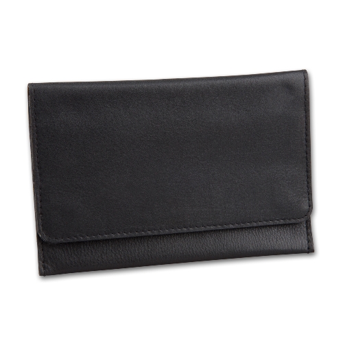 Feinschnitt-Tasche Leder Rind schwarz 15 x 9 cm