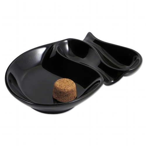 Pfeifenascher Keramik schwarz glänzend oval 2 Ablagen