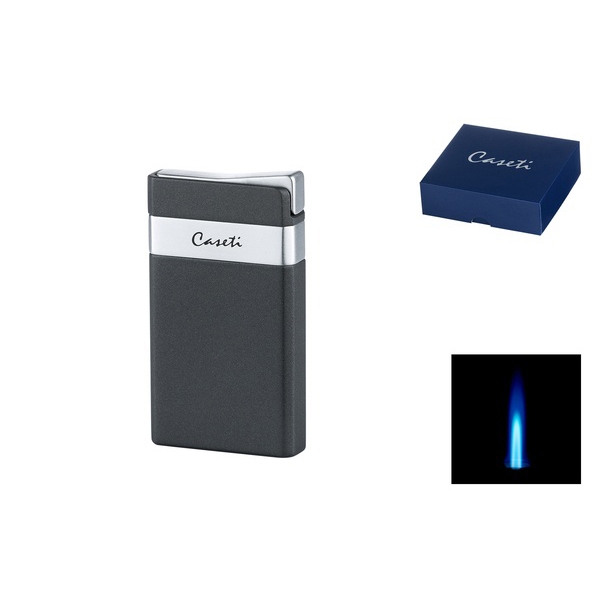 Caseti Jet Feuerzeug Anthrazit Matt Chrom mit Packung