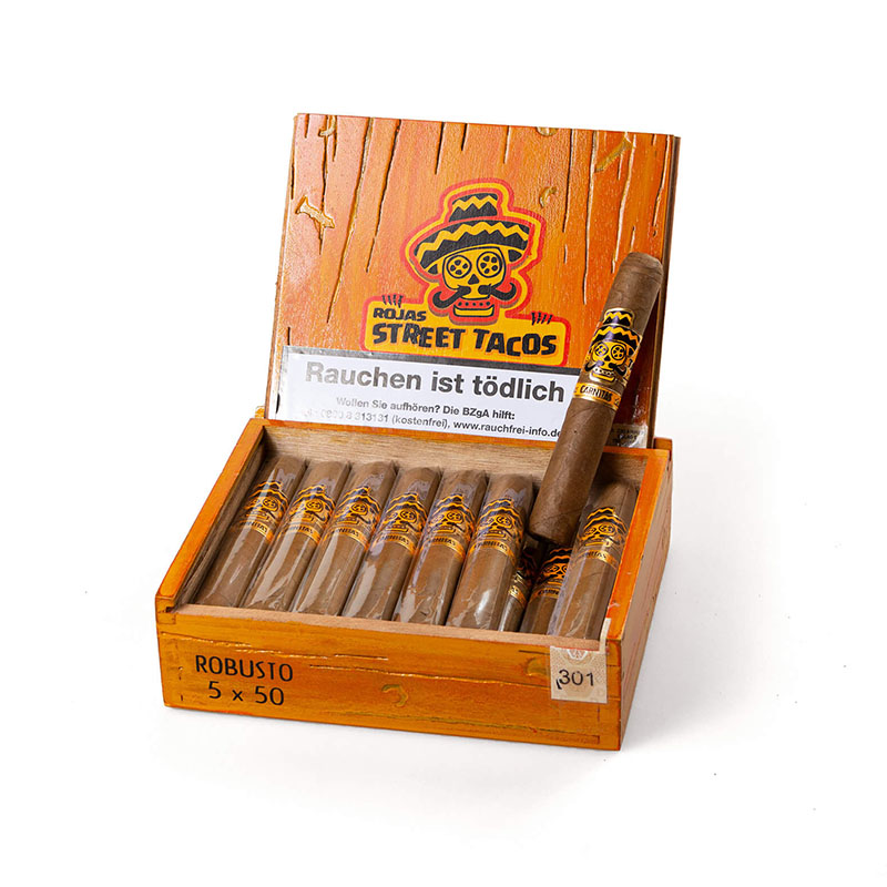 Rojas Street Tacos Carnitas Robusto Zigarren Kiste offen
