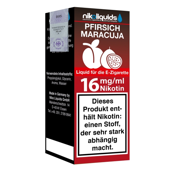 Nikoliquids Pfirsich Maracuja 16mg Liquid Flasche