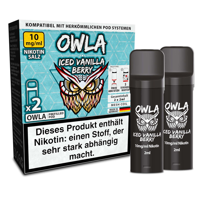 Owla Iced Vanilla Berry 10mg Prefilled Pods Packung