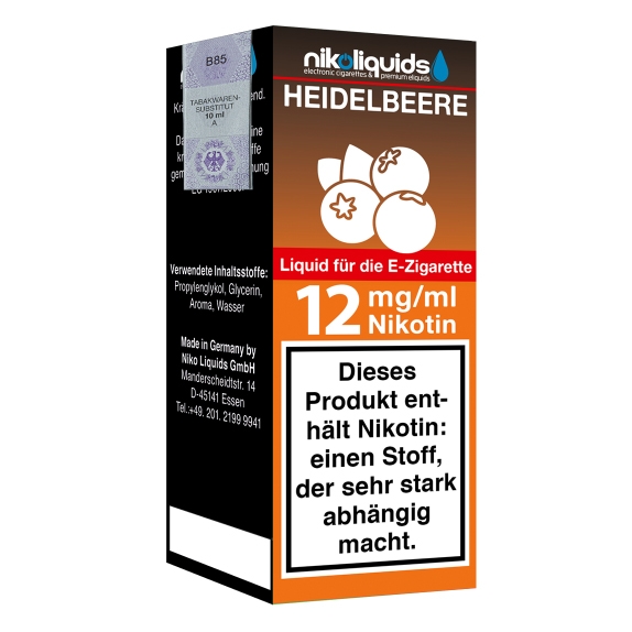 Nikoliquids Heidelbeere 12mg Liquid Flasche