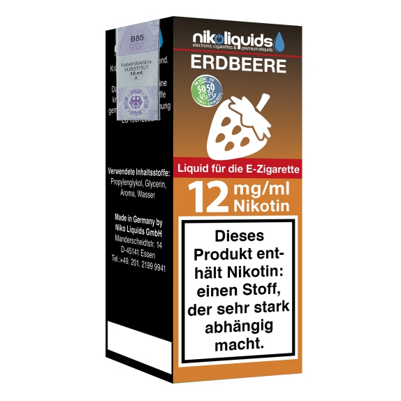 Nikoliquids Erdbeere 12mg Liquid Flasche 50VG 50PG