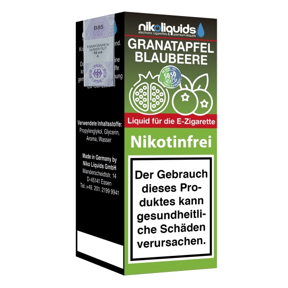 Nikoliquids Granatapfel Blaubeere 0mg Liquid Flasche