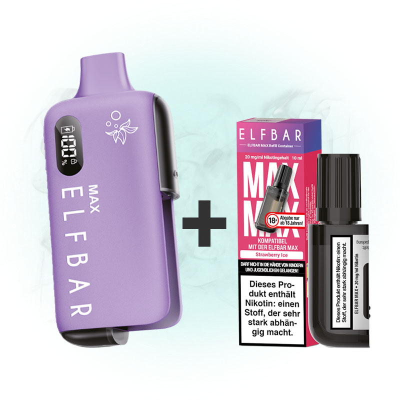 Elfbar Max Device Purple + Strawberry Ice Pod