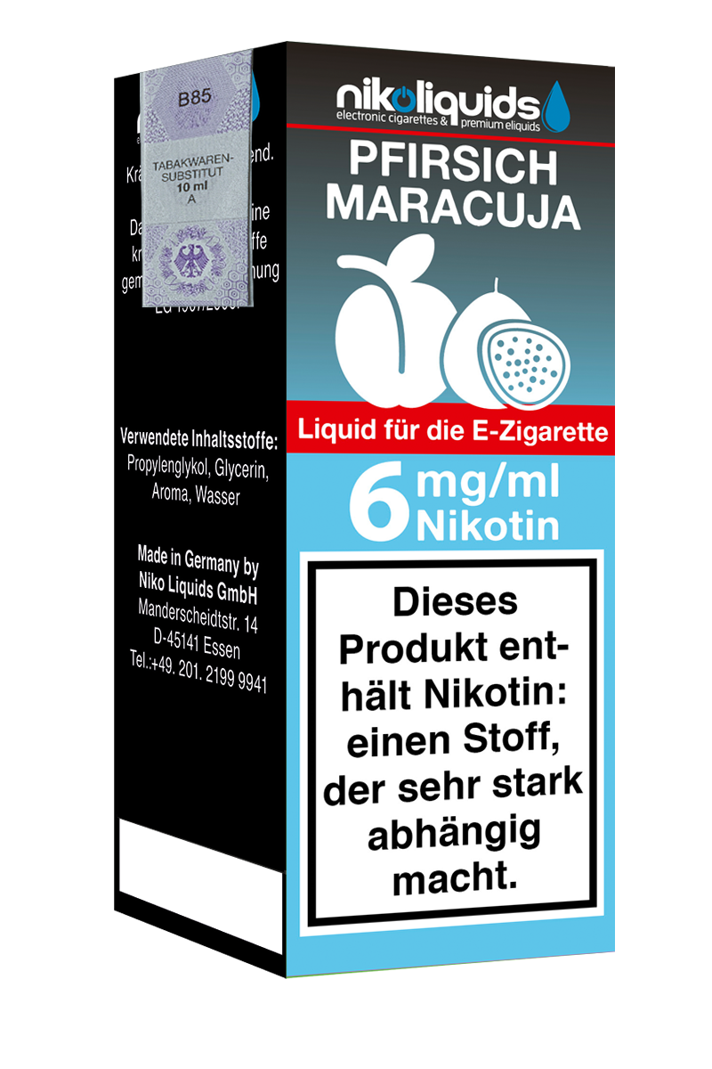 E-Liquid Nikoliquids Pfirsich-Maracuja 6 mg 70 Pg 30 Vg