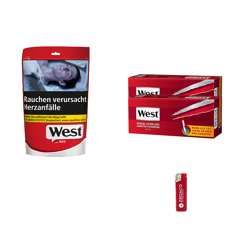 West Volumentabak Red XL Tüte Aktion Small Extra Hülsen
