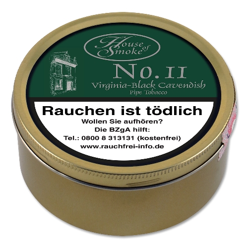 House of Smoke No 11 Virginia Black Cavendish Pfeifentabak Dose