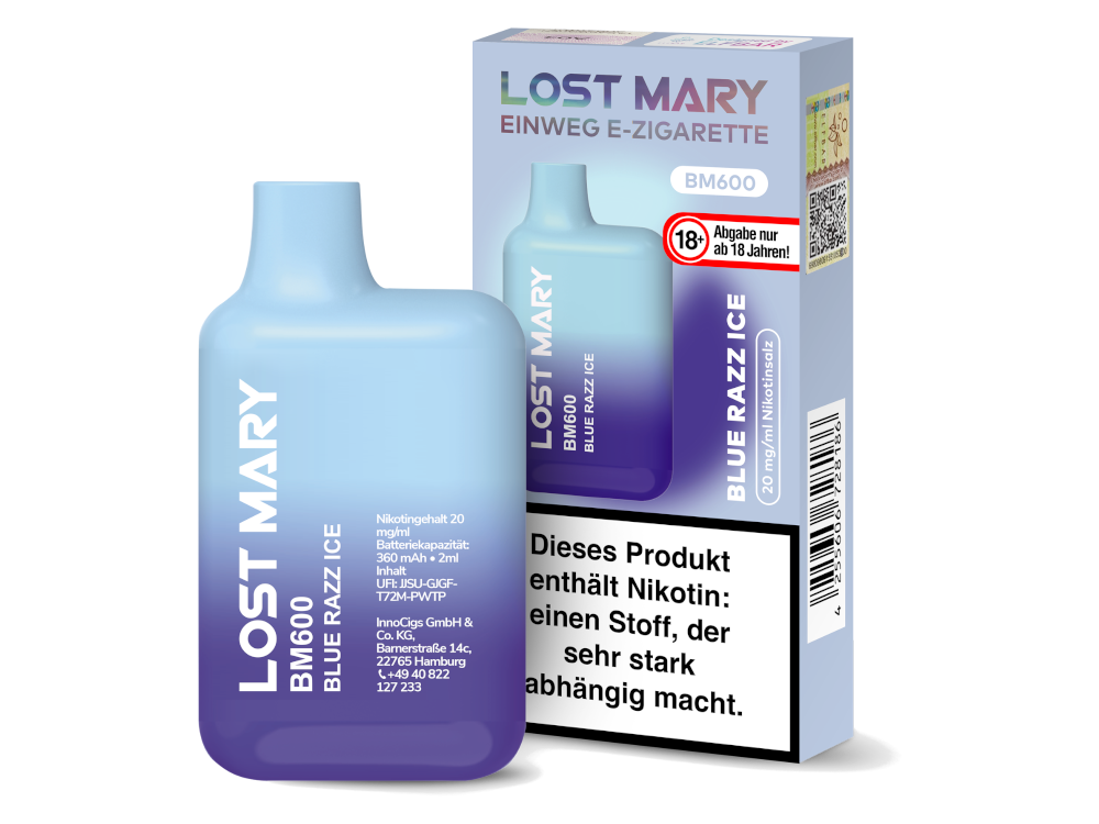 Lost Mary BM600 Blue Razz Ice 20mg Einweg E-Zigarette