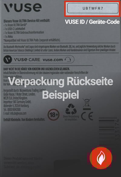 VUSE-Ultra-ID_Geratecode_Beispiel_Zedaco