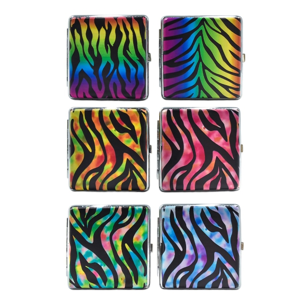 Atomic Fancy Zebra Kunstleder Metall Zigarettenetui Farbauswahl