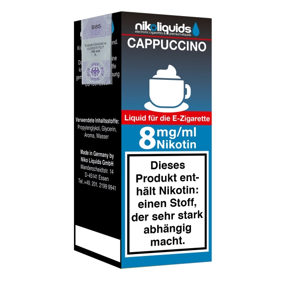 Nikoliquids Cappuccino 8mg Liquid Flasche