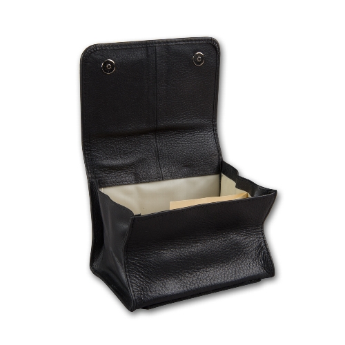 Feinschnitt-Stellbeutel Leder Nappa schwarz