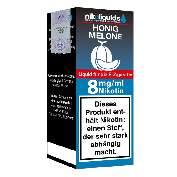 Nikoliquids Honigmelone 8mg Liquid Flasche