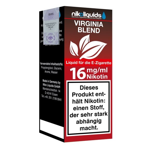 Nikoliquids Virginia Blend 16mg Liquid Flasche