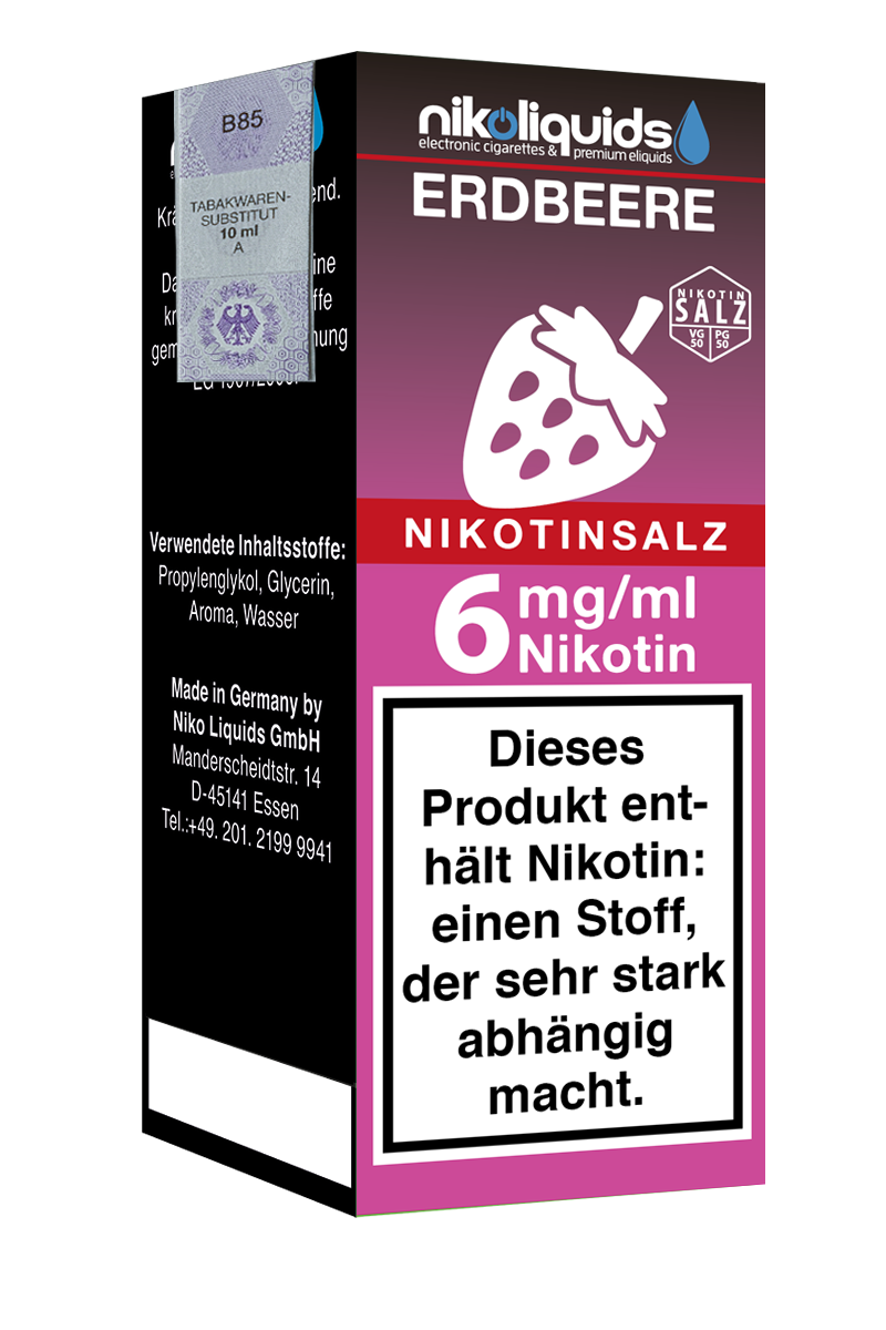 E-Liquid Nikotinsalz Nikoliquids Erdbeere 6 mg