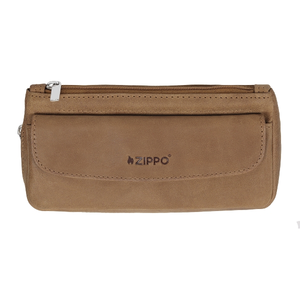 Zippo Pfeifentasche Natur Leder Vintage Front