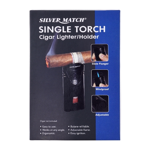 Silver Match Schwarz Cigarrenfeuerzeug Jet Packung
