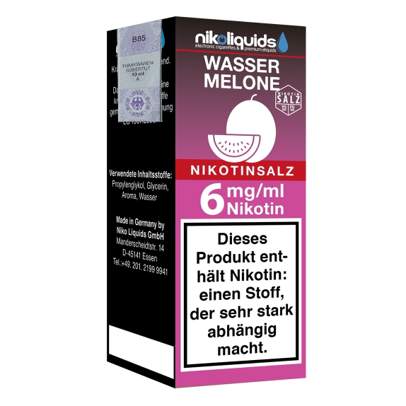 Nikoliquids Nikotinsalz Wassermelone 6mg Liquid Flasche