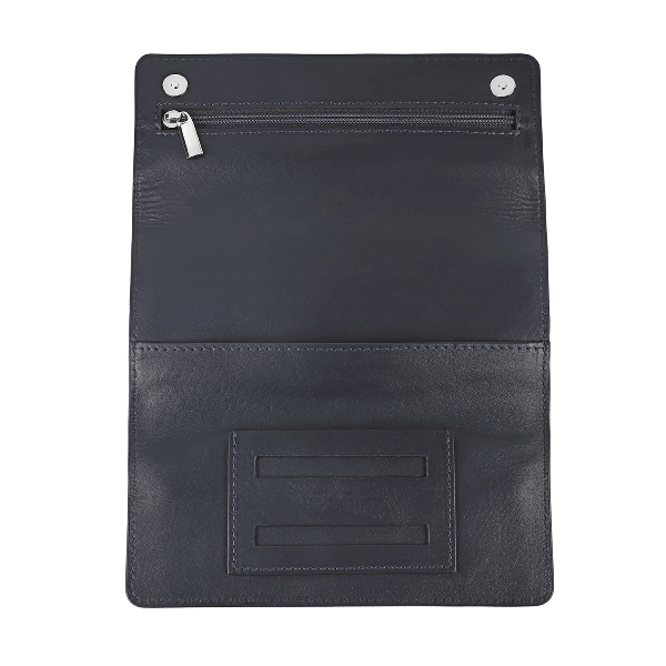 Zippo Feinschnitt-Tasche Leder Navy Offen