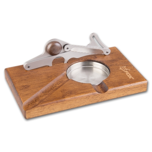 Fox Knives Tisch Zigarrenabschneider Edelstahl satiniert mit Ascher