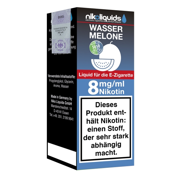 Nikoliquids Wassermelone 8mg Liquid Flasche 50PG 50Vg