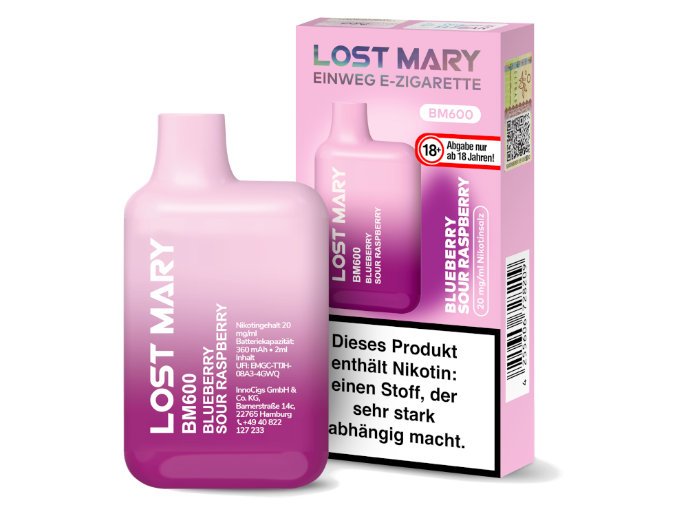 Lost Mary BM600 Blueberry Sour Raspberry 20mg Einweg E-Zigarette
