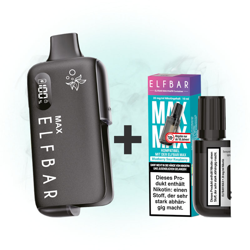 Elfbar Max Device Black + Blueberry Sour Raspberry Pod