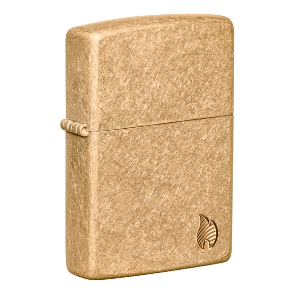 Zippo Armor Flame Messing getrommelt