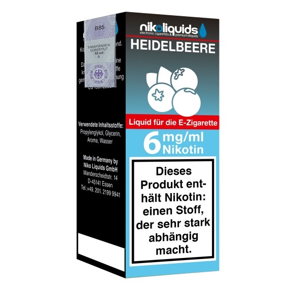 Nikoliquids Heidelbeere 6mg Liquid Flasche