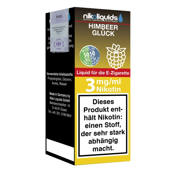 Nikoliquids Himbeerglück 3mg Liquid Flasche