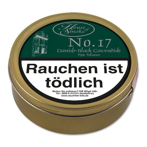 House of Smoke No. 17 Danish Black Cavendish Pfeifentabak Dose
