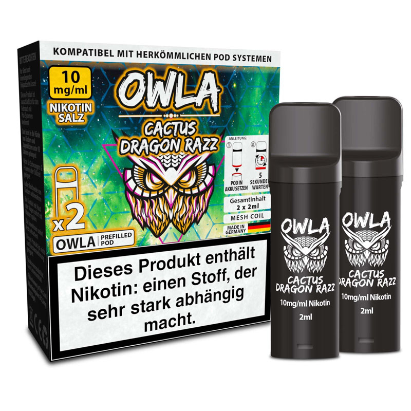 Owla Cactus Dragon Razz 10mg Prefilled Pods Packung