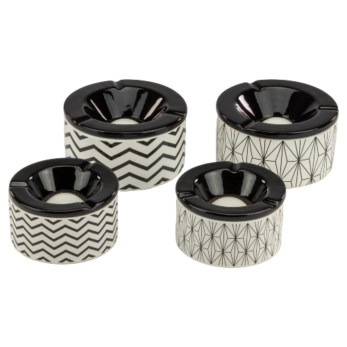 Windascher Keramik Schwarz/Weiß Wellen/Mandaladesign