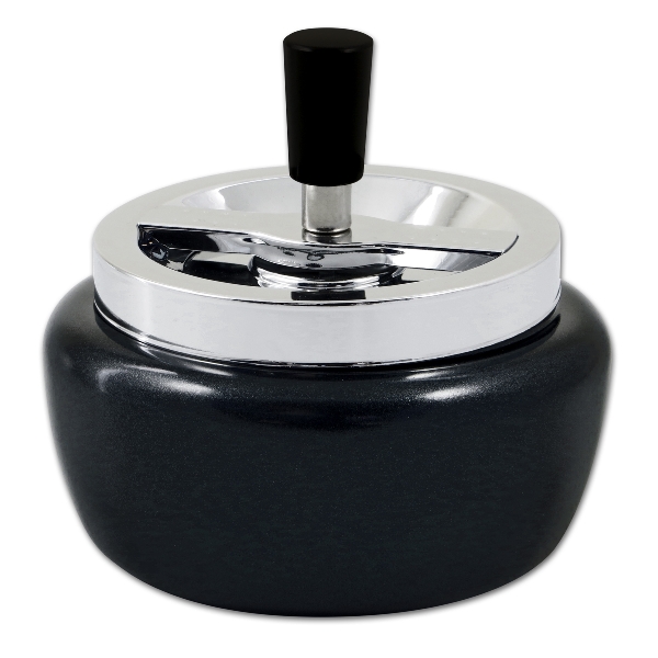 Schleuderascher Metall Bauchig Chrom Schwarz Matt