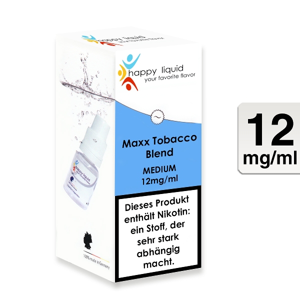 Happy Liquid Maxx Tobacco Blend 12mg Liquid Flasche
