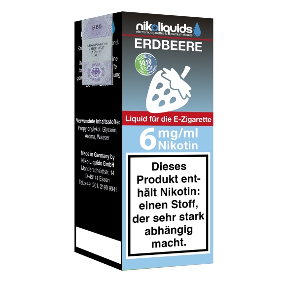 Nikoliquids Erdbeere 6mg Liquid Flasche 50PG 50VG