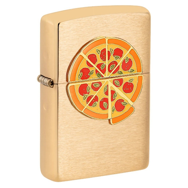 Zippo Messing gebürstet Pizza Logo