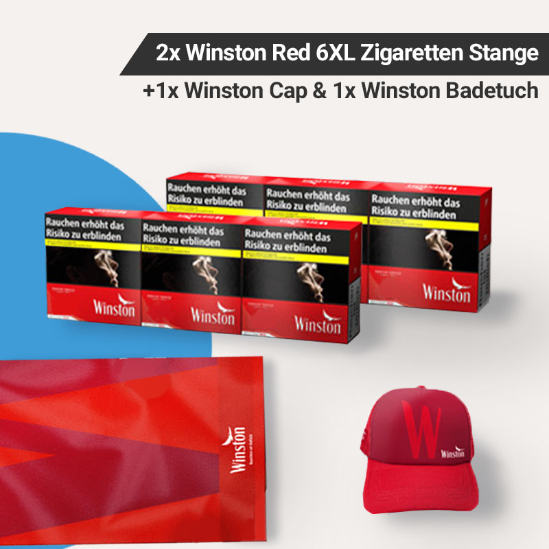 Winston Red 6XL Zigaretten Badetuch + Cap Aktion